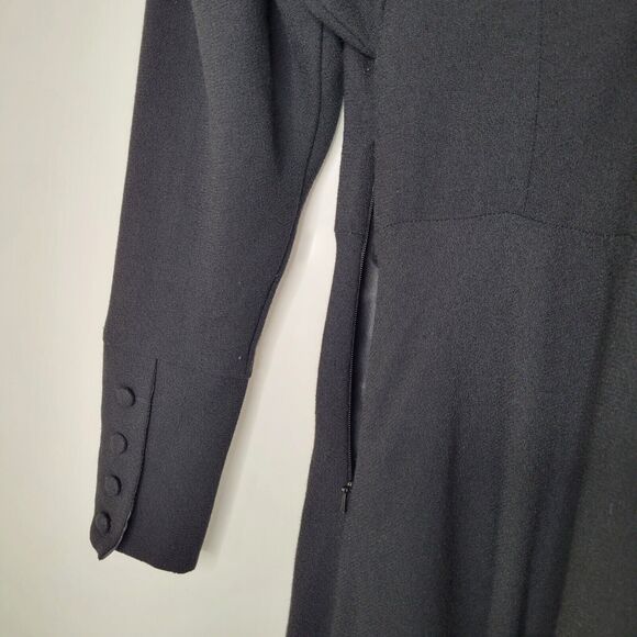 Vintage LAURA ASHLEY Black Wool Princess Dress Size 8 Puff Sleeve Cottagegoth - Picture 10 of 13